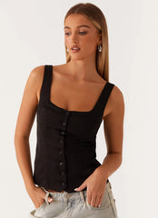 Golden Skies Bustier Panel Top - Black