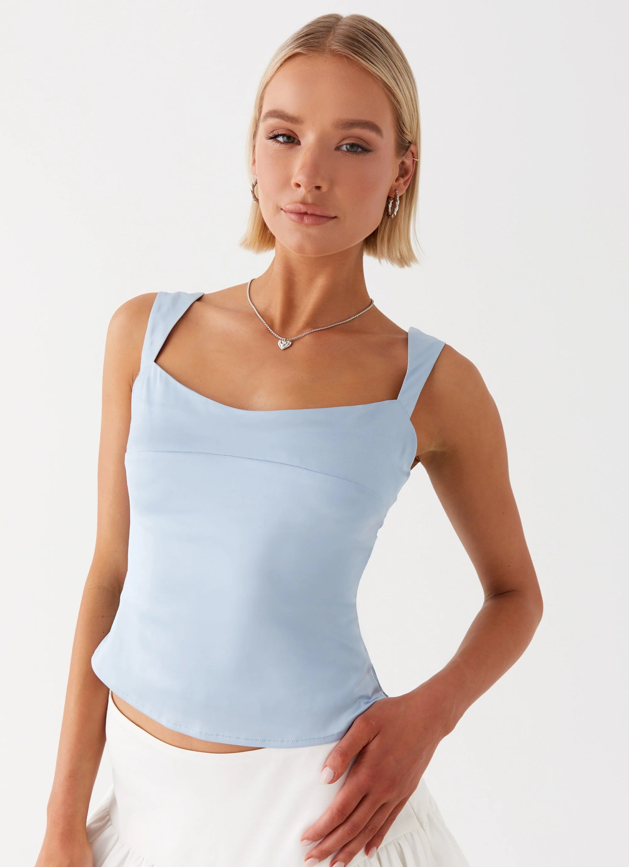 Lylah Satin Top - Blue