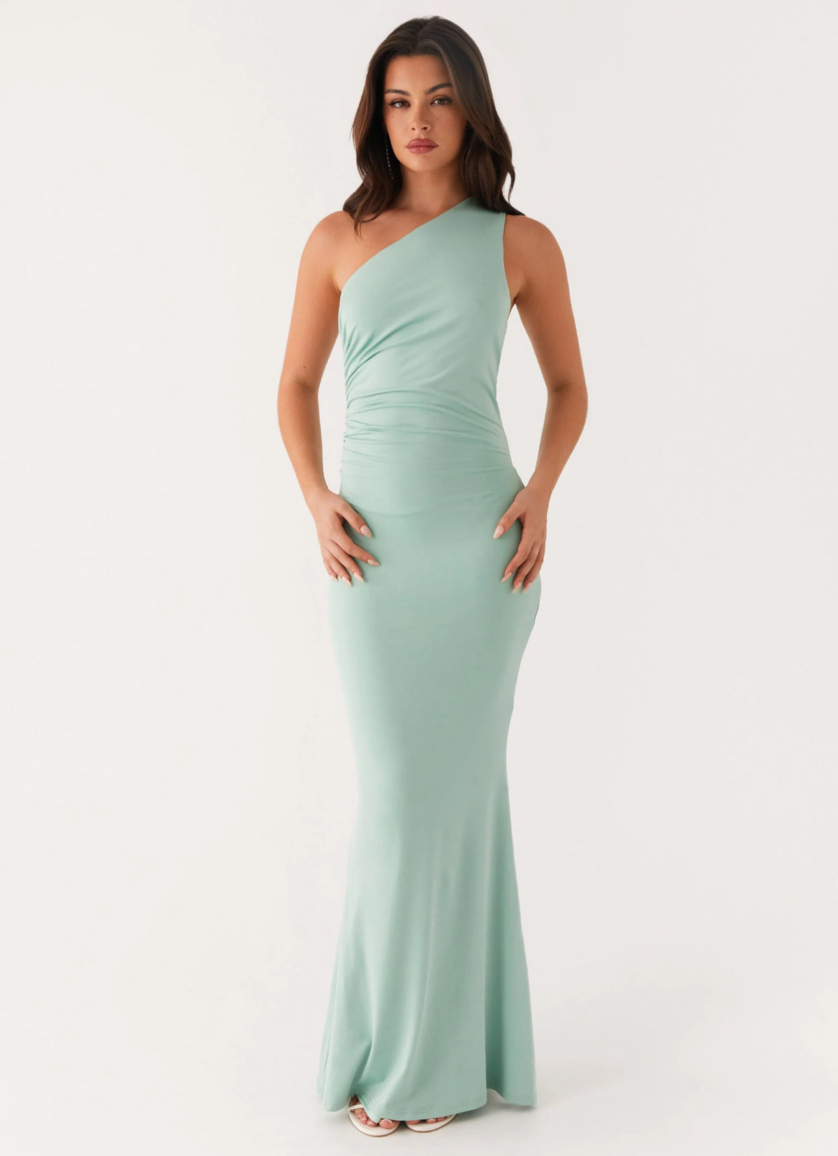 Imagine This One Shoulder Maxi Dress - Mint