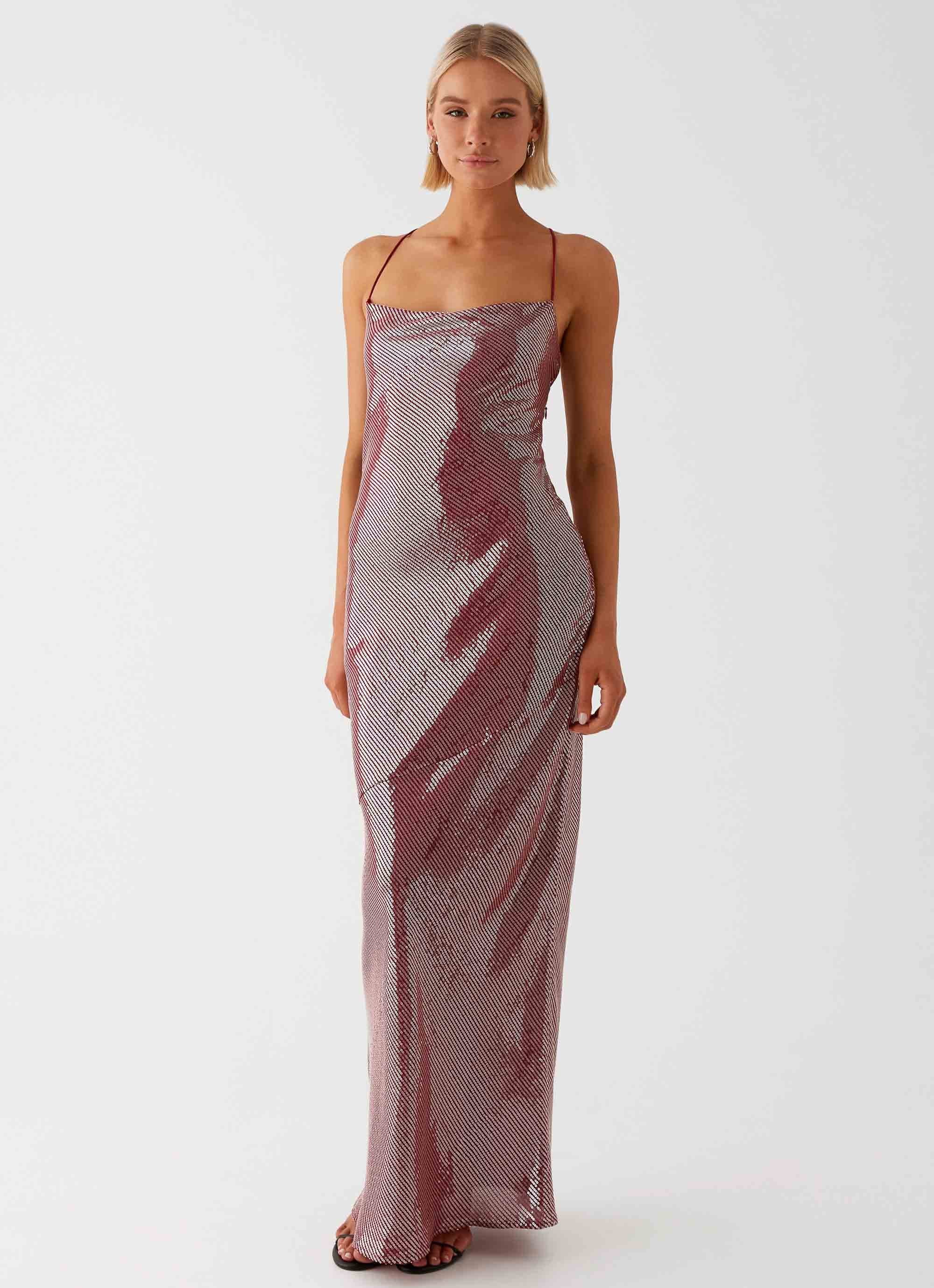 Jada Sequin Maxi Dress - Red